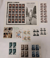 US Postal ' Famous Americans ' Stamp Blocks & 1st Day James Dean . 32 - 76 Cent Stamps
