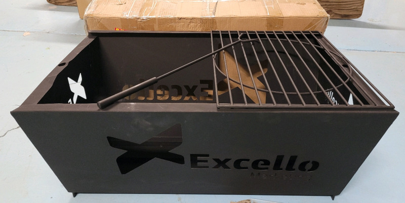 Excello Marketing Outdoor Metal BBQ / Firepit . Measures 29"&times;18" & 14" Tall . Never Used