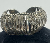 Vintage LARGE Sterling Silver PEACOCK Panel Link Bracelet