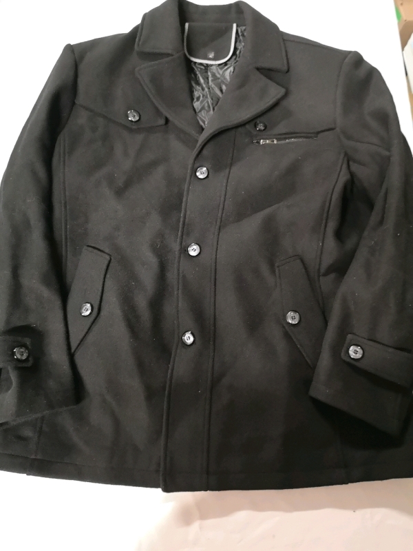 Men's sz XL Wool Coat - Black