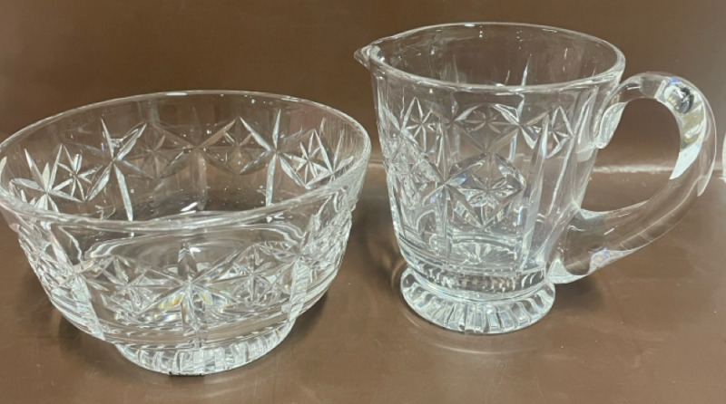 STUART Crystal 4” creamer and 3” sugar