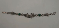 Vintage 6" 925 Sterling Silver & Malachite Bracelet Heavily tarnished