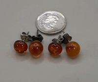 Vintage 2 Pair of Amber Studs