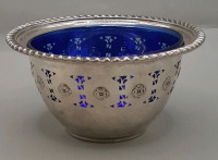 Vintage 2.25" Birks Sterling Silver Bowl with Cobalt Glass Liner