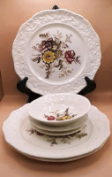 Vintage Mason's Friarwood 3 10.5" Dinner Plates Cereal Bowl Dessert Bowl Saucer