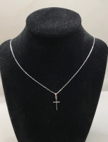 Vintage Sterling Silver .75" Delicate Cross on 18" Chain