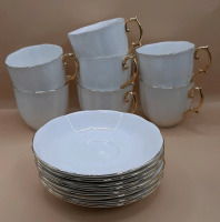 Vintage 7 Royal Albert White w/ Gold Trim Cups & Saucers