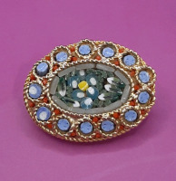 Vintage Italian 1 1/8" Micro Mosaic Brooch