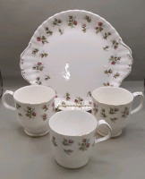 Royal Albert Winsime 10" Cake Plate & 3.Mugs