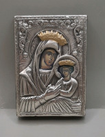 Vintage 4 X 3" Sterling Silver Madonna and Child Icon