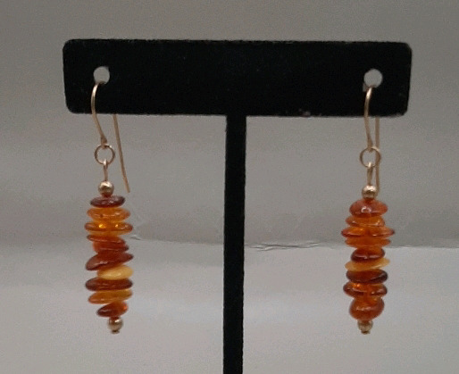 Vintage 1.25" Amber Drop Earrings