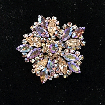 Vintage Sherman 2.5" Snowflake Brooch Swarovski makes it Sparkle