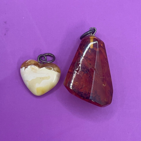 2 Amber pendants