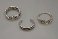 Vintage 1 Sterling Silver Toe Ring 2 Sterling Silver Rings Sizes 7 1/2 & 6