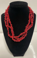 Coral triple strand necklace