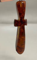 Amber cross pendant