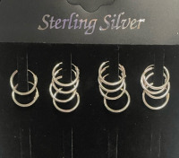 7 pairs of small hoop sterling silver earrings