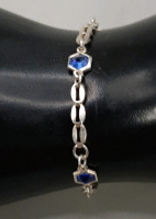 Vintage 7" Blue Stone & Sterling Silver Bracelet