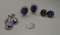 Vintage 3 Pair of Butterfly Wing Earrings 1 Pair Clip On 1 Pair Screw Back & 1 Pair of Pierced