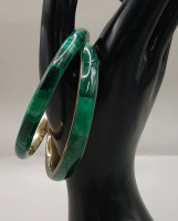 Vintage 2-2.75" Malachite & Brass Bangles