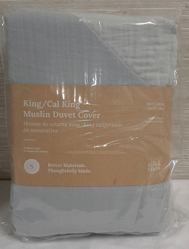 New Silk & Snow King/Cal King Muslin Duvet Cover