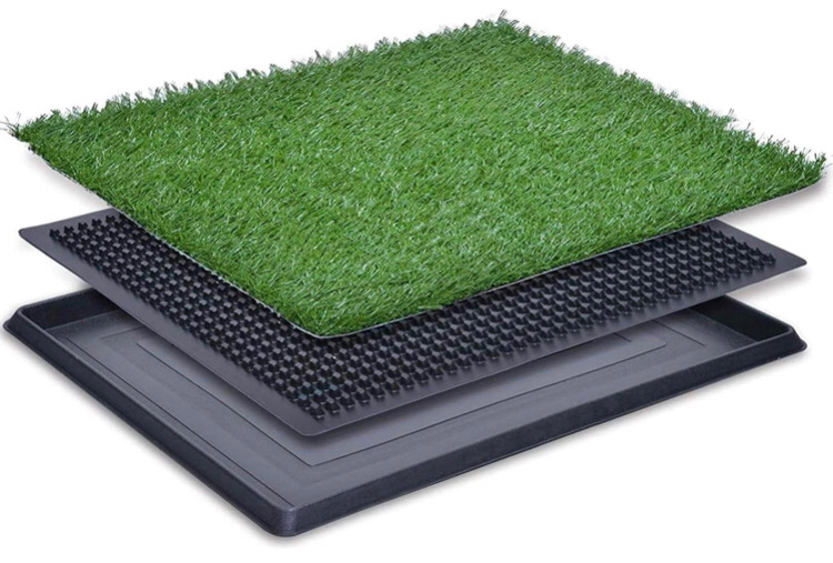 Pet Potty Dog Grass Pad with Tray, Artificial Turf Dog Grass Pee Pad Potty Training for Indoor Outdoor Use 20”x25”