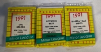 3 Vintage 1991 Minor League Baseball Team Set Packs - Erie Sailors, Pittsfield Mets, Niagara Falls Rapids.