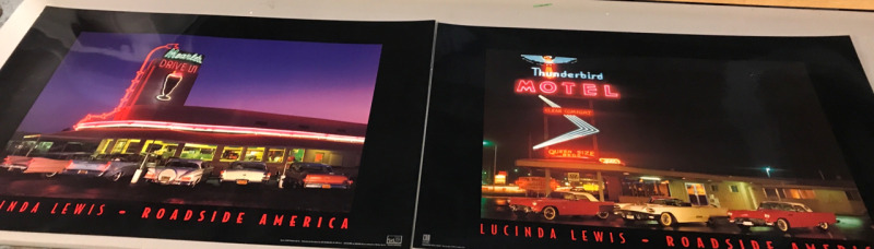 Two 24”x36” Lucinda Lewis Roadside America Posters