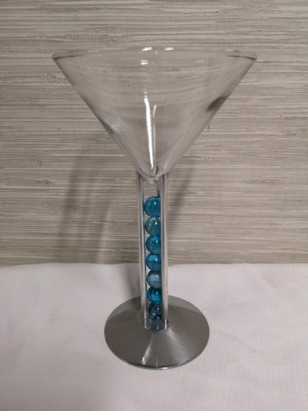 Vintage 1999 Bombay Sapphire Martini Art Glass - Signed on Bottom 7.75" tall