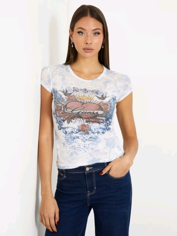 New GUESS Super Soft Heart Wings Sub T-Shirt (Size Medium)