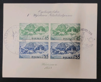 1938 Poland ' 5th Philatelic Exhibition ' Stamp Sheet . Used & Hinged