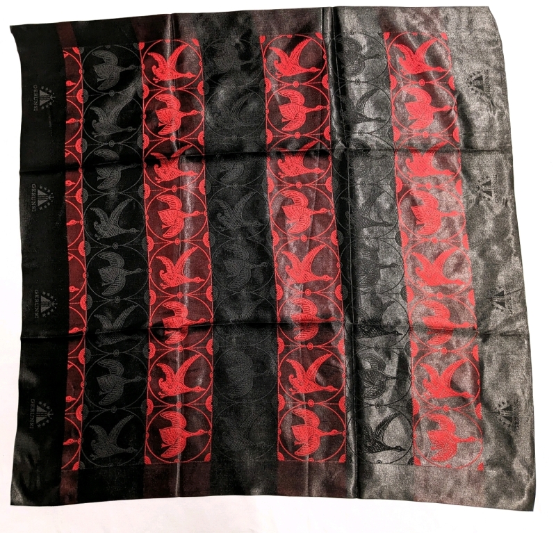 New Striking Gerunsi Satin Red & Black Swan Scarf 34" x 34"