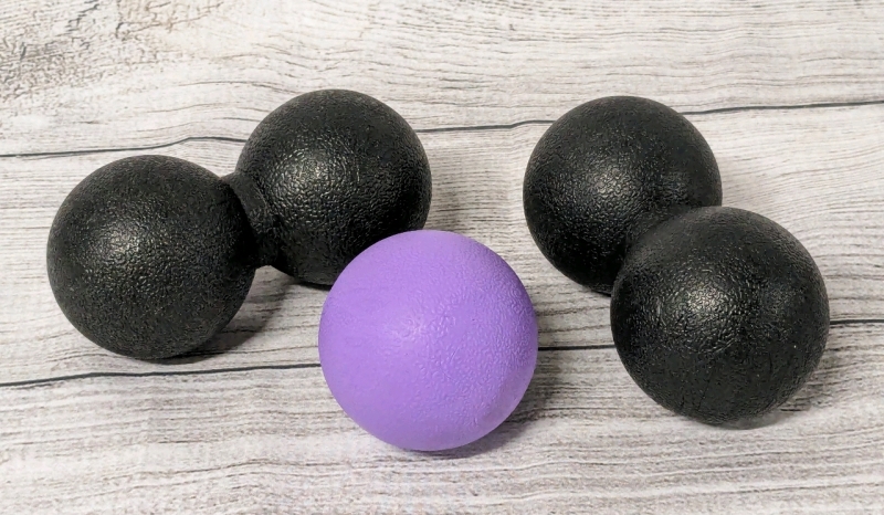 3 New Massage Balls : 2 Hard Peanut Massagers (Black) & 1 Massage Lacrosse Ball