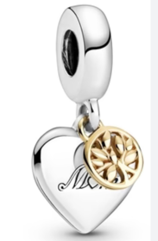 Pandora 14k Two-tone 925 Mom Family Tree Heart Charm New