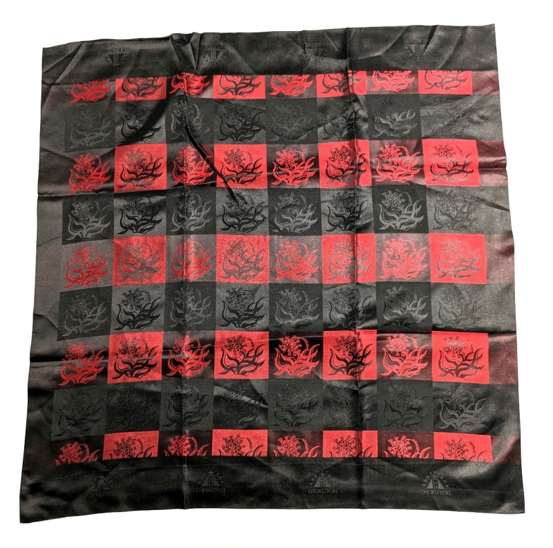 New Striking Gerunsi Satin Red & Black Scarf 34" x 34"