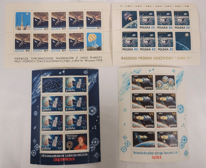 Early 1970s Poland Post ' Space ' Stamp Sheets . Unused & Unhinged