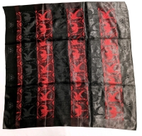 New Striking Gerunsi Satin Red & Black Swan Scarf 34" x 34"