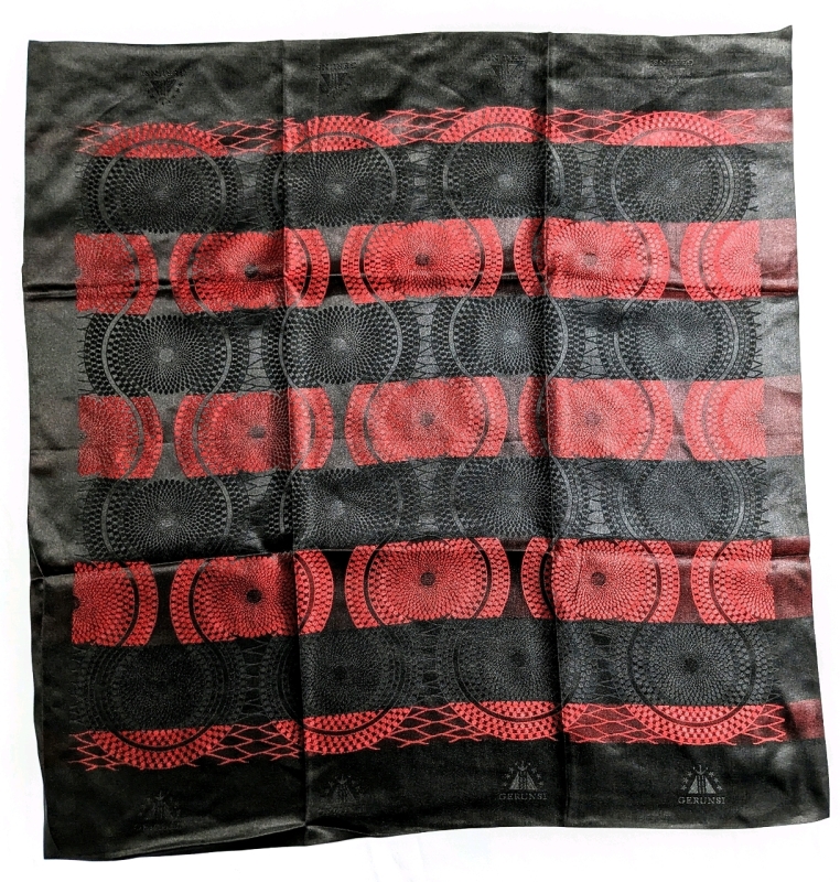 New Striking Gerunsi Satin Red & Black Circles Scarf 34" x 34"