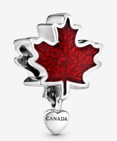 PANDORA Red Maple Leaf Signed Charm