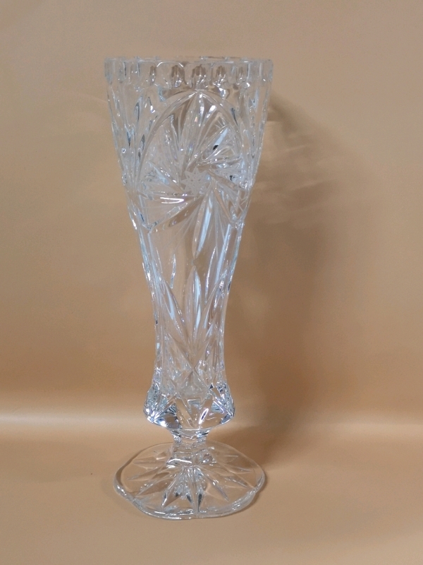 Vintage Pinwheel Crystal Footed Vase 11" Tall