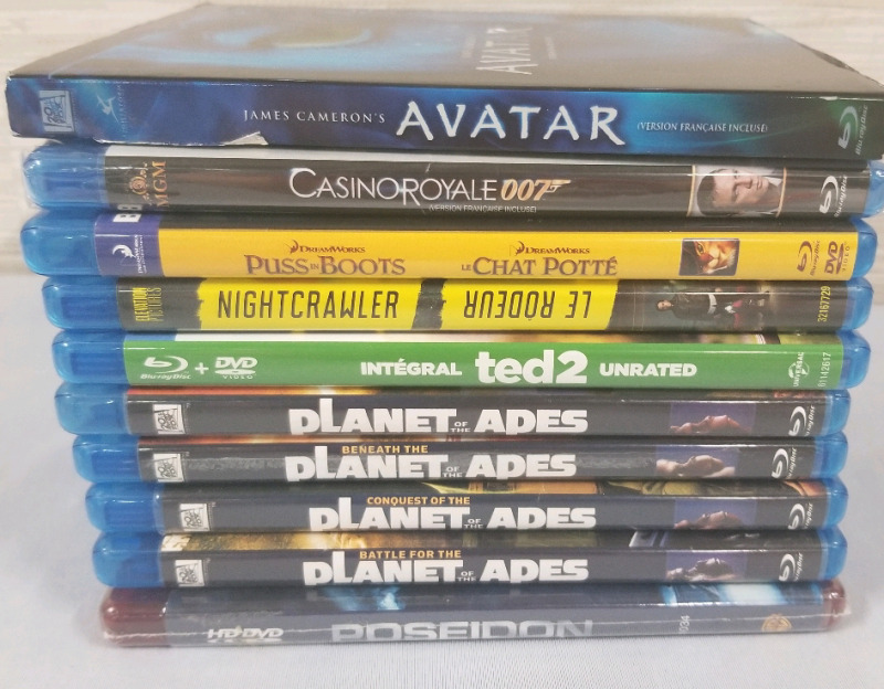 Lot of 10 various Blu-rays Planet of the Apes Avatar etc.