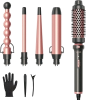 New WavyTalk Professional 5 in 1 Hair Curler Set with Curling Brush and 4 Interchangeable Ceramic Curling Wand(0.35”-1.25”) Model: JDL-320S(5-US)