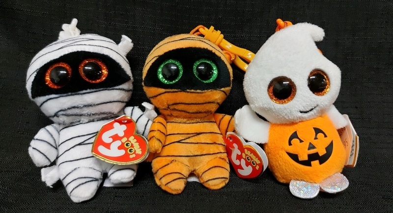 Ty Inc 3 Beanie Boos Mummy Mask And Pumpkie