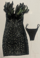 NEW without tags strapless feather dress with underwear size S