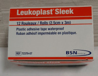 New Leukoplast Sleek 2.5cm x 3m 12 Roll Box Retail $86.20