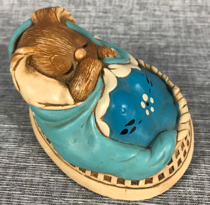 Vintage Pendlefin StoneCraft Hand Painted Poppet Sleepy Bunny 3”