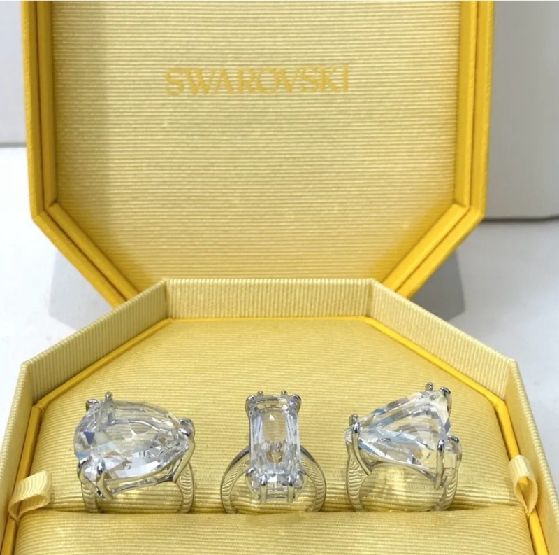 SWAROVSKI Set 3 Mesmera Statement Rings Logo Box NEW