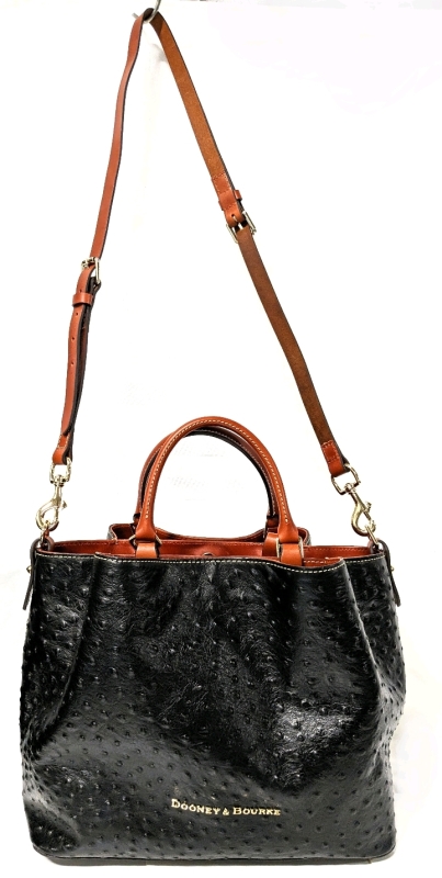Dooney & Bourke Embossed Ostrich Premium Calf Leather Large Barlow Bag With Dust Bag H 10.25" x W 6" x L 12.5"
