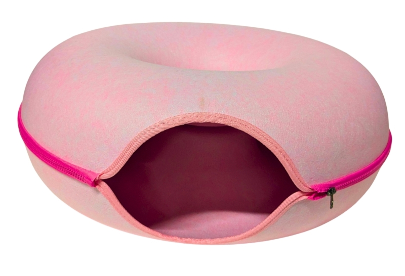 Adorable Pink Zippered Cat Donut Tunnel 8" Tall / 19" Diameter