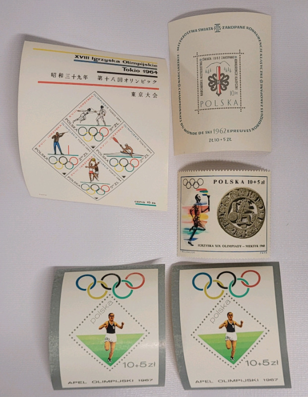 Vintage 1960s Poland Post ' Olympic ' Stamps . Unused & Unhinged